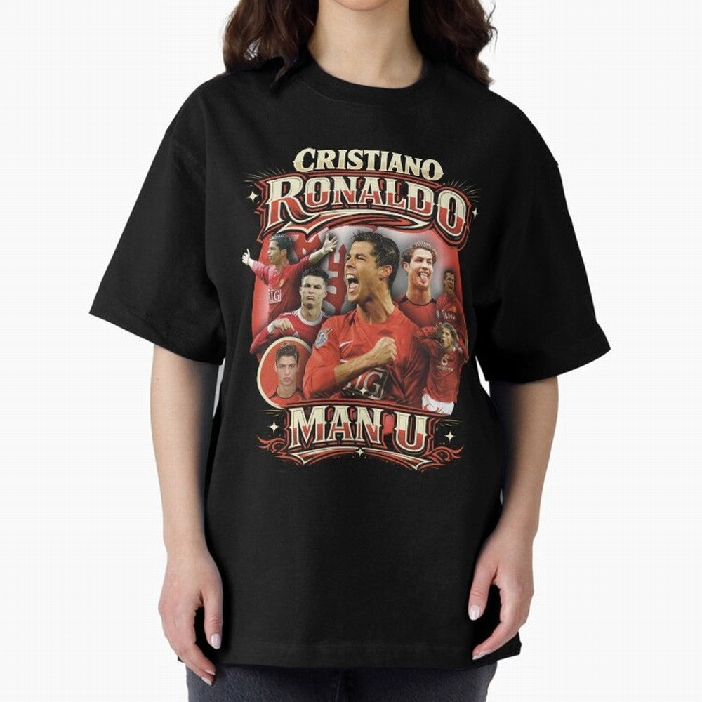 Cristiano Ronaldo Manchester United Oversized T-Shirt Show Support during FIFA World Cup 2026 Group Stage for Fans of Cristiano Ronaldo, Haaland and CR7 and Germany, Bringing Match Day Excitement, Supporter Culture, Golden Goals and Global Football