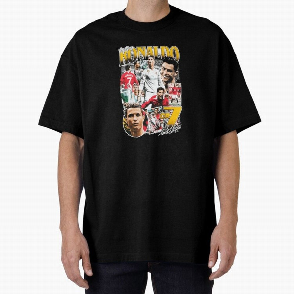 Cristiano Ronaldo Cr7 Collage Oversized T-Shirt Capture FIFA World Cup 2026 USA Canada Mexico Spirit, Built around Netherlands, Messi and Cristiano Ronaldo, Football Passion, Legendary Performances, Festival Vibes and Supporter Community; Perfect