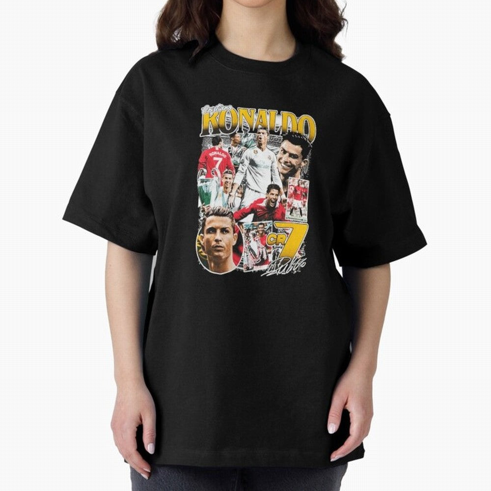 Cristiano Ronaldo Cr7 Collage Oversized T-Shirt Capture FIFA World Cup 2026 USA Canada Mexico Spirit, Built around Netherlands, Messi and Cristiano Ronaldo, Football Passion, Legendary Performances, Festival Vibes and Supporter Community; Perfect