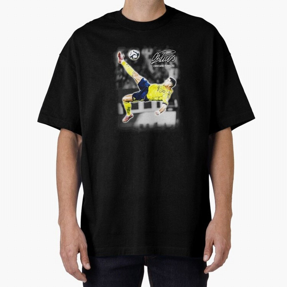 Cristiano Ronaldo Bicycle Kick Oversized T-Shirt Relive the Noise and Pride of Global Football Passion for FIFA World Cup 2026 USA Canada Mexico, Driven by Messi and Cristiano Ronaldo, Portugal, Spain and Germany, Fan Favorite Moments, National