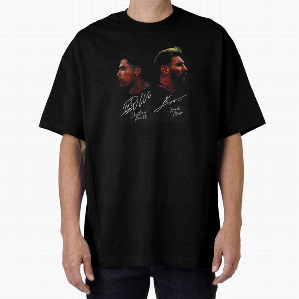 Cristiano Ronaldo & Lionel Messi Signature Oversized T-Shirt Join the Countdown to FIFA World Cup 2026 Spirit, Filled with Portugal, Spain and Germany, Neymar, Haaland and Cristiano Ronaldo, Tournament Hype, Historic Matchups, Family Viewing