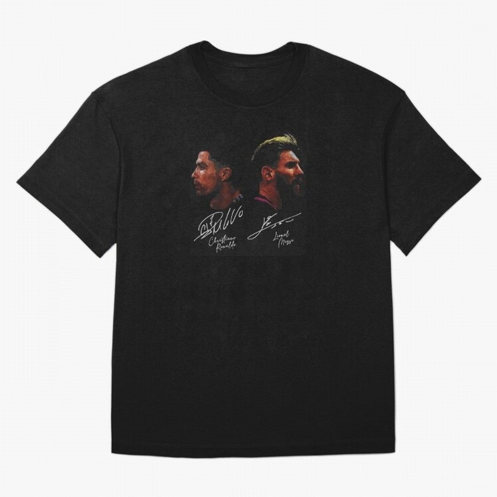 Cristiano Ronaldo & Lionel Messi Signature Oversized T-Shirt Join the Countdown to FIFA World Cup 2026 Spirit, Filled with Portugal, Spain and Germany, Neymar, Haaland and Cristiano Ronaldo, Tournament Hype, Historic Matchups, Family Viewing