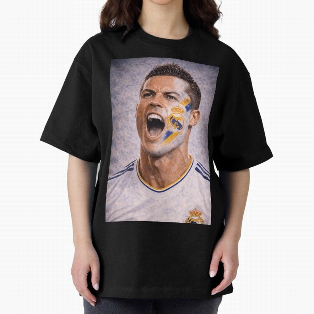 Cristiano Ronaldo ¡ª A Fan Portrait in Motion Oversized T-Shirt Honor the Football Icons of FIFA World Cup 2026 Group Stage Featuring CR7, England Energy, Soccer Culture, Superstar Moments, National Team Dreams and Competitive Fire; Perfect for