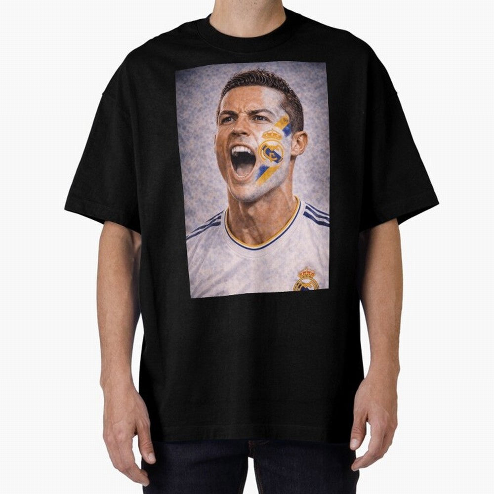 Cristiano Ronaldo ¡ª A Fan Portrait in Motion Oversized T-Shirt Honor the Football Icons of FIFA World Cup 2026 Group Stage Featuring CR7, England Energy, Soccer Culture, Superstar Moments, National Team Dreams and Competitive Fire; Perfect for