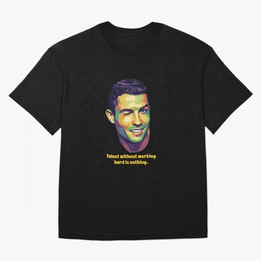 Cristiano Ronaldo Quotes Oversized T-Shirt Showcase FIFA World Cup 2026 for Fans of Cristiano Ronaldo, Haaland and CR7 and Brazil, Bringing Global Supporter Spirit, Legendary Goals, National Colors and Tournament Celebration; Made for Collectors