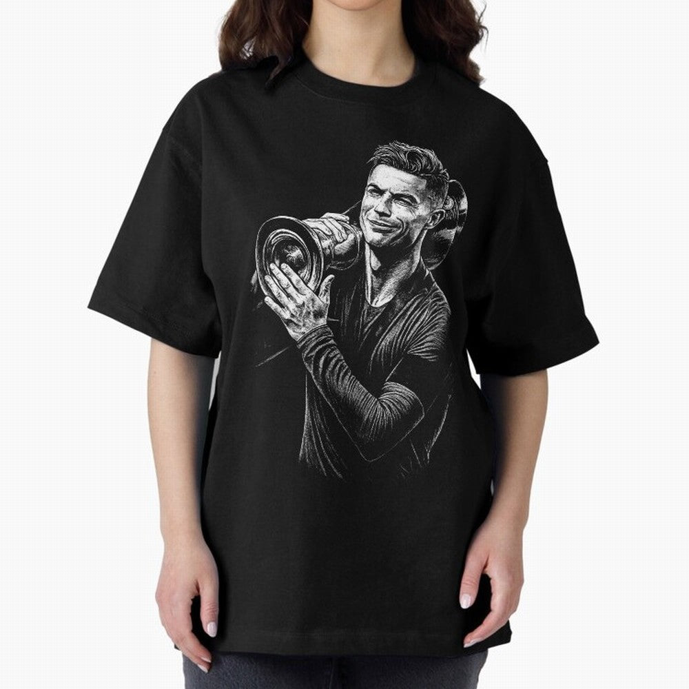 Cristiano Ronaldo Nations League Cup Oversized T-Shirt Treasure Match Day Hype around FIFA World Cup 2026, Mbappe and Neymar, Spain and Netherlands, Retro Football Energy, Iconic Rivalries, Trophy Chase Drama and Stadium Atmosphere; Ideal for Fans