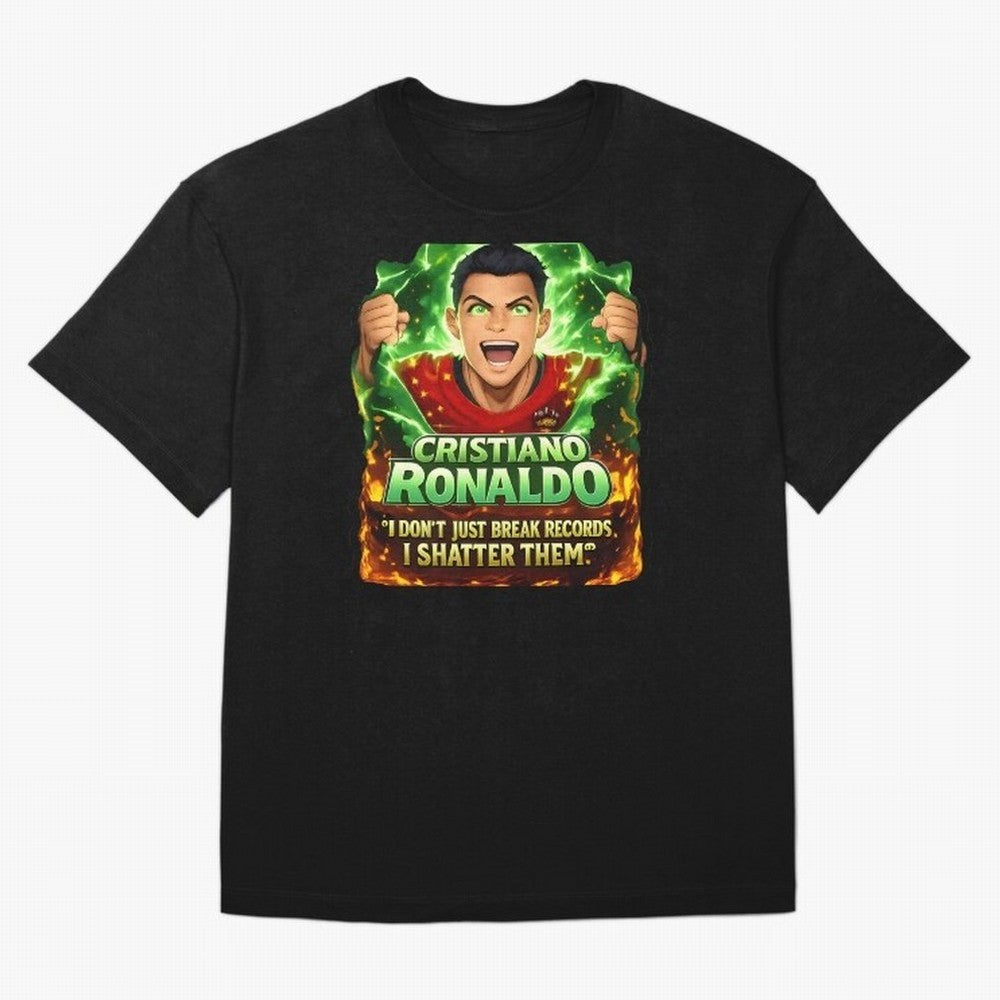 Cristiano Ronaldo Power Art Poster ¨C Legendary Football Motivation Design Oversized T-Shirt Celebrate the Biggest Stage of FIFA World Cup 2026 Inspired by Messi, Argentina, France and Brazil Energy, Worldwide Fan Energy, Dramatic Goals, Stadium
