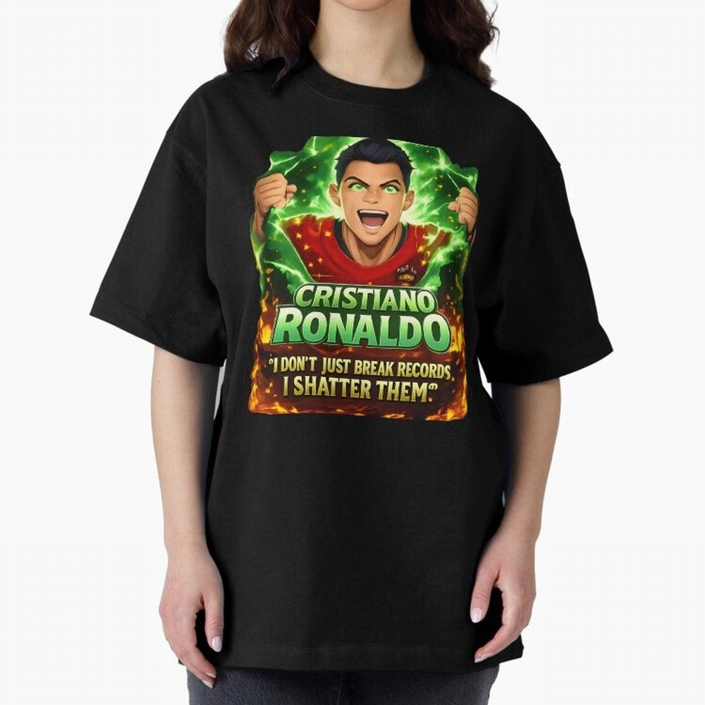 Cristiano Ronaldo Power Art Poster ¨C Legendary Football Motivation Design Oversized T-Shirt Celebrate the Biggest Stage of FIFA World Cup 2026 Inspired by Messi, Argentina, France and Brazil Energy, Worldwide Fan Energy, Dramatic Goals, Stadium