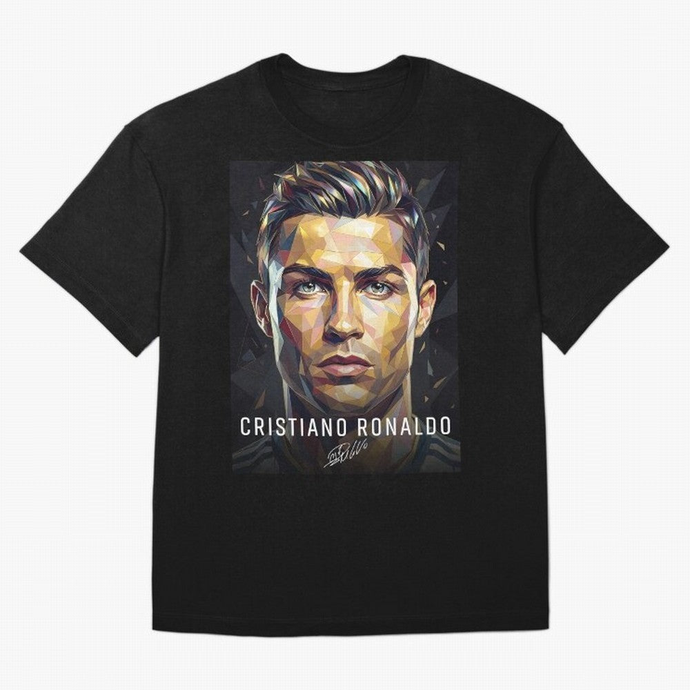 Cristiano Ronaldo Geometric Low Poly Soccer Legend Oversized T-Shirt Get Ready for FIFA World Cup 2026 Group Stage Spirit, Made for Spain, Neymar, Haaland and Cristiano Ronaldo, Goal Celebration Energy, Supporter Heritage, Football Icons and