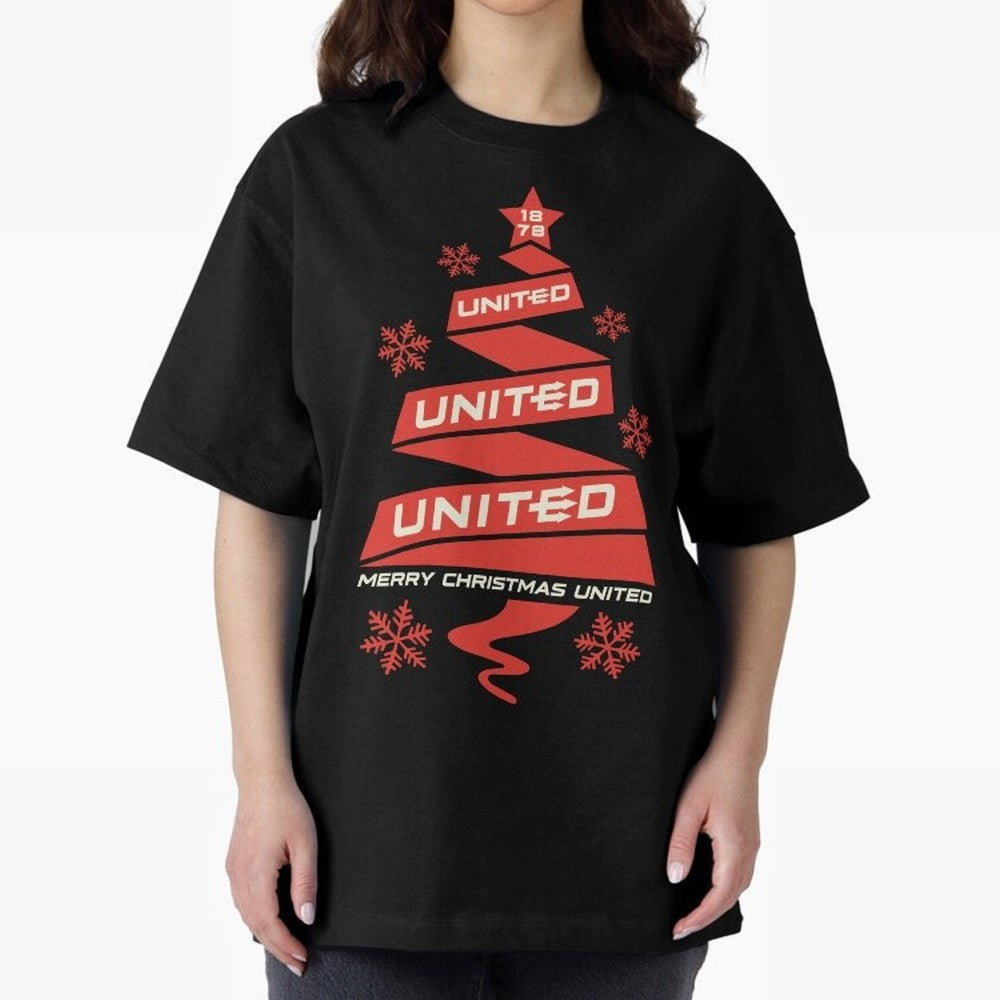Manchester United Christmas Oversized T-Shirt Fuel the Hype around FIFA World Cup 2026 Spirit, Celebrating Germany, Mbappe, Football Passion, Legendary Performances, Festival Vibes and Supporter Community; Ideal for Fans Who Follow Messi, Cristiano