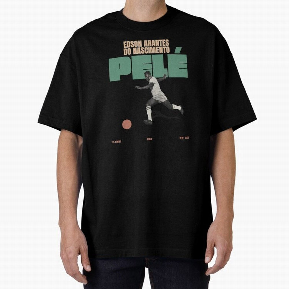 Pele Minimalist Oversized T-Shirt Relive Legendary Nights from FIFA World Cup 2026 for Fans of Messi, Neymar and Mbappe and Netherlands, Bringing Sports Nostalgia, International Competition, Famous Players and Unforgettable Victories; Perfect for