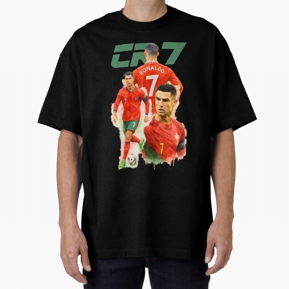 CR7 Cristiano Ronaldo illustration watercolour Oversized T-Shirt Represent Football Lovers during FIFA World Cup 2026 Made for CR7 and Messi, Brazil, Portugal and Argentina Energy, Football History, Final Match Energy, Crowd Noise and Once in a