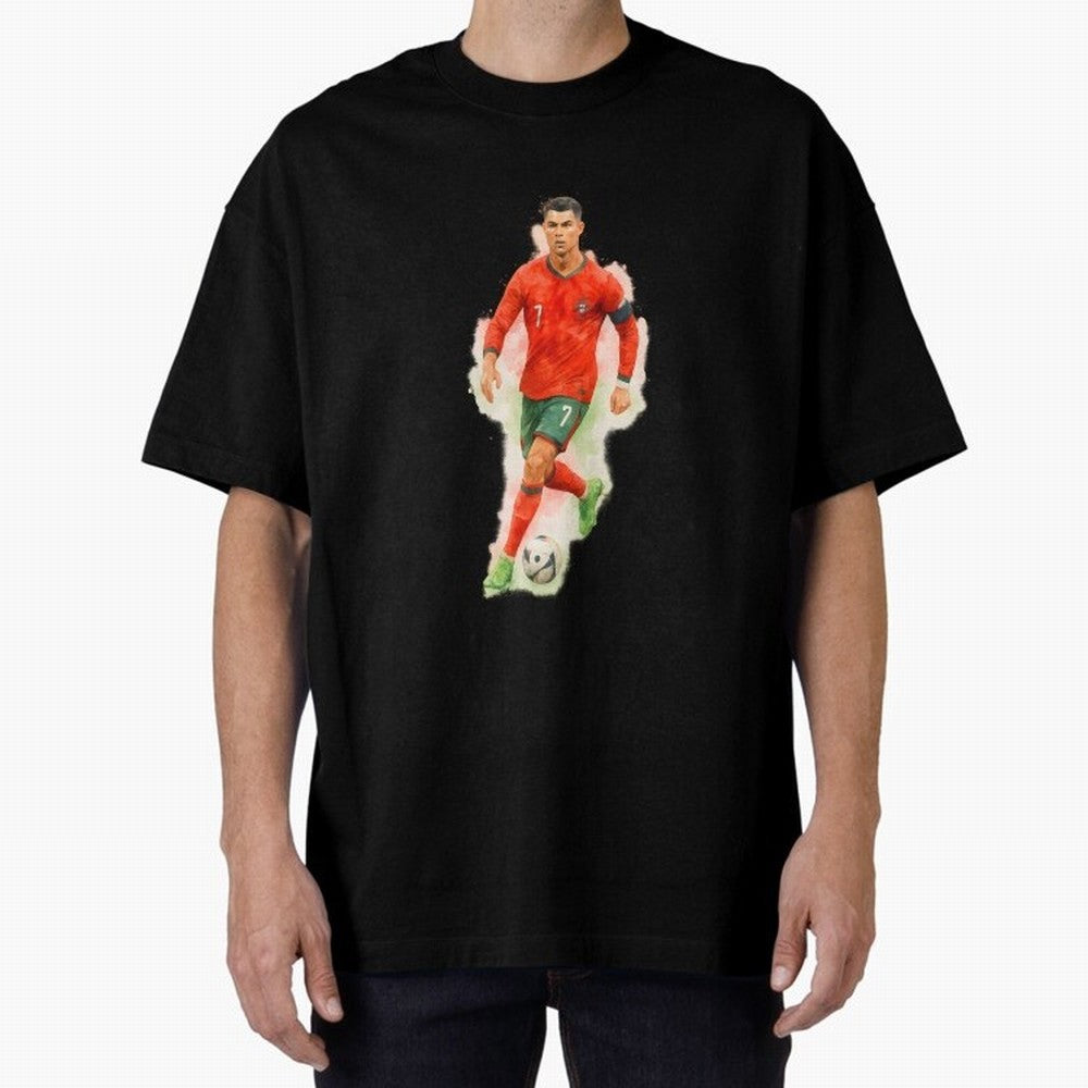 CR7 Cristiano Ronaldo a powerful moment artwork Oversized T-Shirt Celebrate Football Heritage in the FIFA World Cup 2026 USA Canada Mexico Journey through CR7 Highlights, Portugal, Spain and Germany Pride, Vintage Soccer Flavor, Modern Football