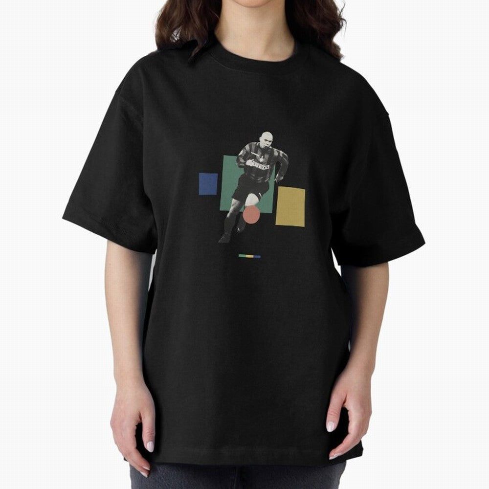 Ronaldo Nazario R9 Oversized T-Shirt Carry Global Football Passion for FIFA World Cup 2026, with Messi and Cristiano Ronaldo, France, Global Supporter Spirit, Legendary Goals, National Colors and Tournament Celebration; Ideal for Football Dads,