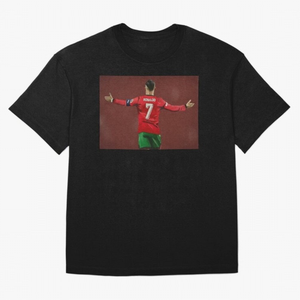 Cristiano Ronaldo portrait painting Oversized T-Shirt Support the Legends of FIFA World Cup 2026 USA Canada Mexico for Fans of Mbappe and Neymar and Spain, Bringing Football History, Final Match Energy, Crowd Noise and Once in a Lifetime Moments;