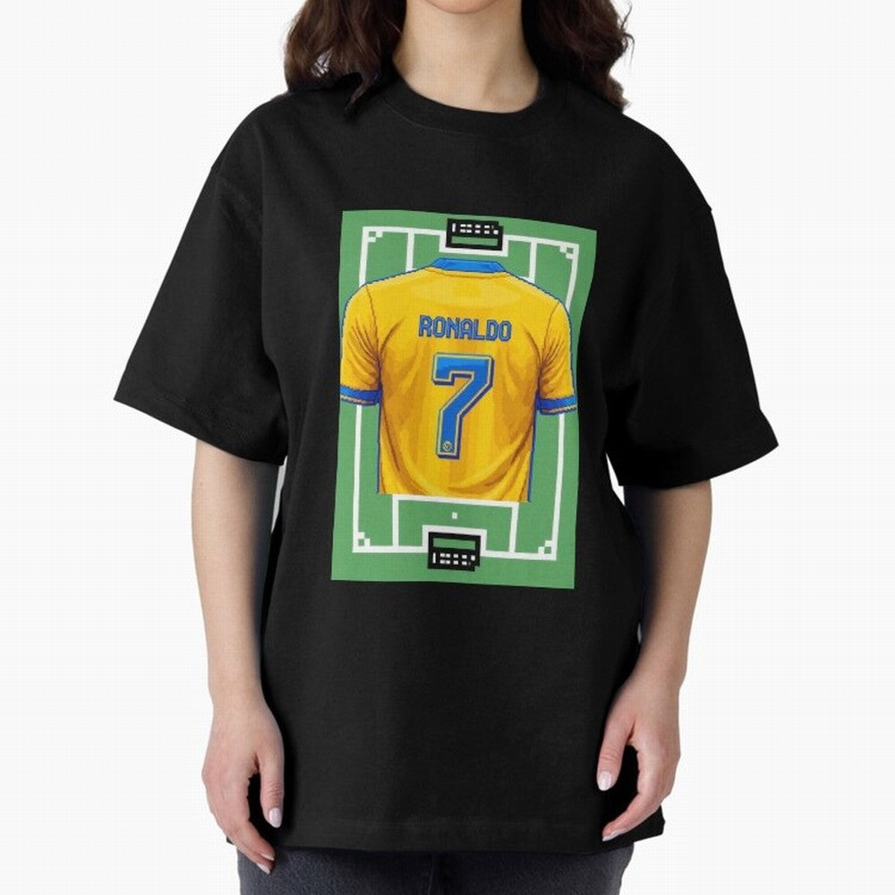 Cristiano Ronaldo Al-Nassr 8-Bit Soccer Football Oversized T-Shirt Bring Match Day Fire to FIFA World Cup 2026 for Fans of CR7 and Messi and Argentina and Brazil, Bringing Fan Favorite Moments, National Team Passion, Big Match Drama and Soccer