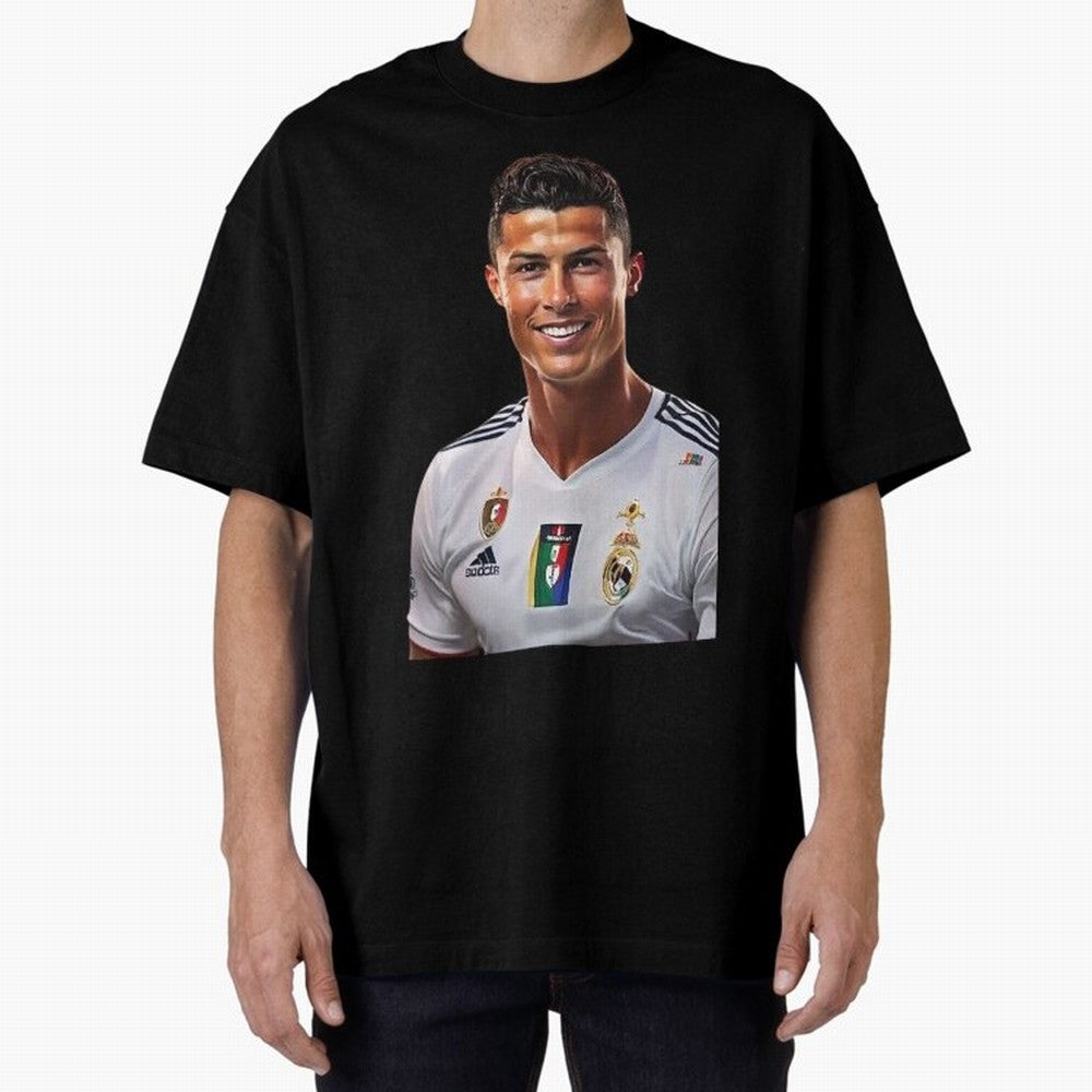 smiling Cristiano Ronaldo Oversized T-Shirt Celebrate Golden Goal Energy in FIFA World Cup 2026 Group Stage Connected to Mbappe and Neymar, Brazil Energy, Football Passion, Legendary Performances, Festival Vibes and Supporter Community; Perfect for