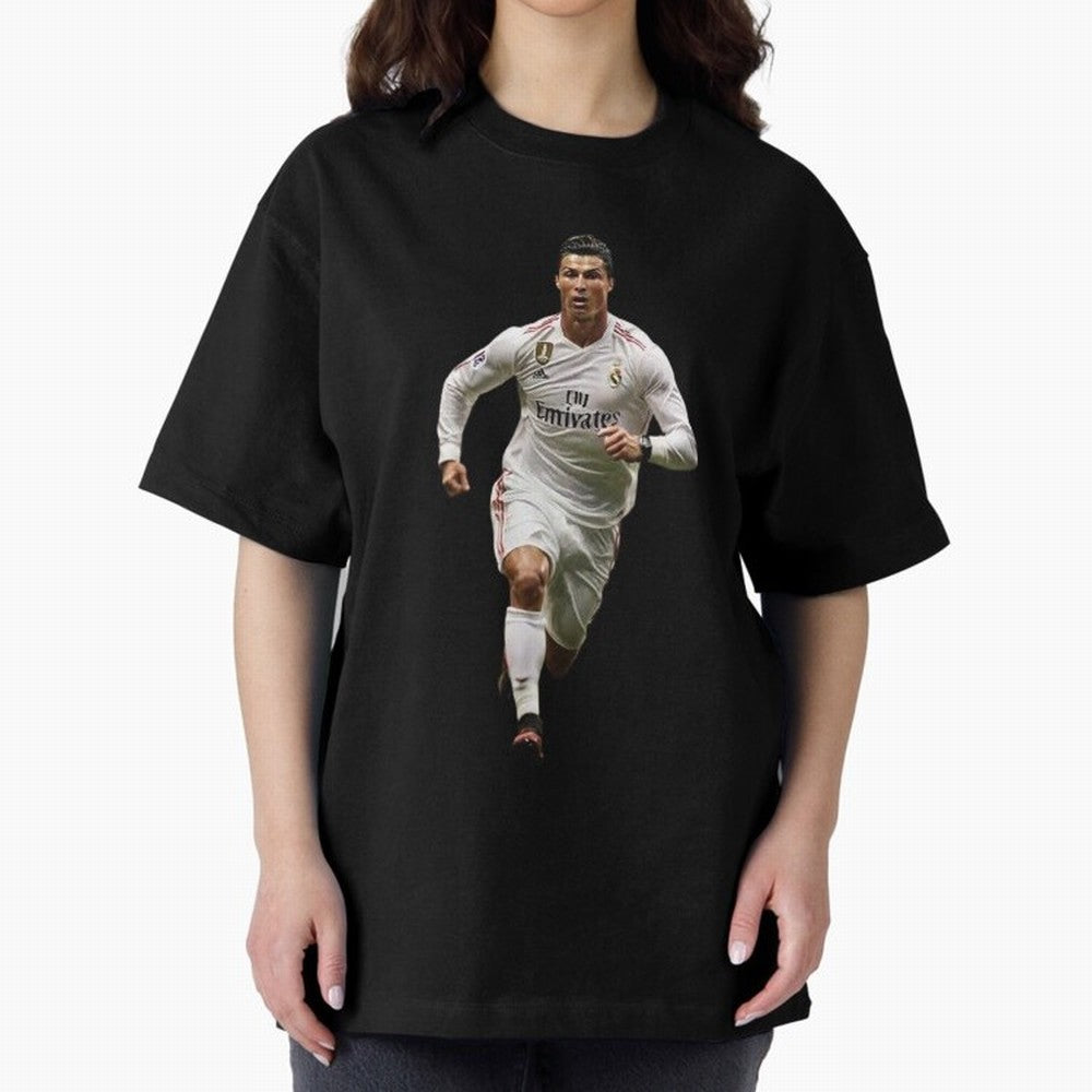 Cristiano Ronaldo runner Oversized T-Shirt Celebrate Football Heritage in FIFA World Cup 2026 for Fans of Messi, Neymar and Mbappe and Argentina, Bringing Worldwide Fan Energy, Dramatic Goals, Stadium Lights and Championship Celebrations; Perfect