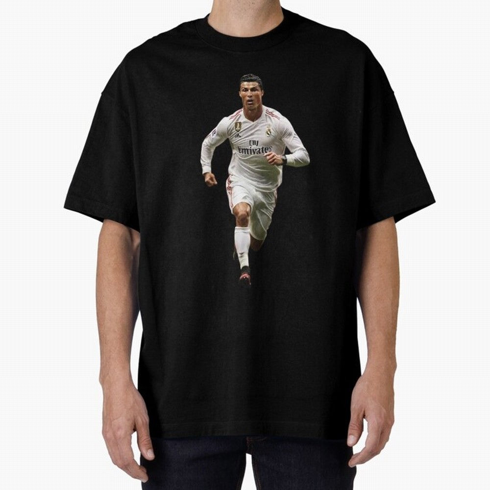Cristiano Ronaldo runner Oversized T-Shirt Celebrate Football Heritage in FIFA World Cup 2026 for Fans of Messi, Neymar and Mbappe and Argentina, Bringing Worldwide Fan Energy, Dramatic Goals, Stadium Lights and Championship Celebrations; Perfect