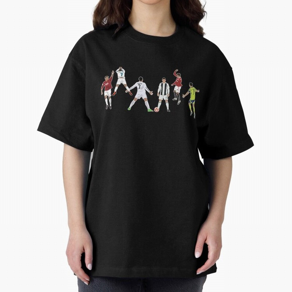 Ronaldo Forever Minimalist Career Goal Celebrations Oversized T-Shirt Bring Champion Energy into Global Football Passion for FIFA World Cup 2026 Group Stage, with Haaland and Mbappe, Portugal, Spain and Germany, Goal Celebration Energy, Supporter