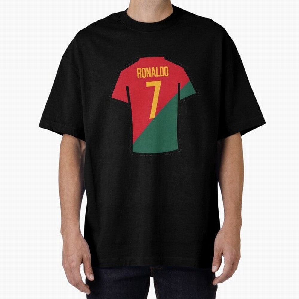 Ronaldo Portugal Jersey Oversized T-Shirt Celebrate the Road through Match Day Hype around FIFA World Cup 2026, CR7, Spain and Netherlands, Stadium Chants, National Pride, Trophy Dreams and Unforgettable Football Memories; Perfect for Supporters