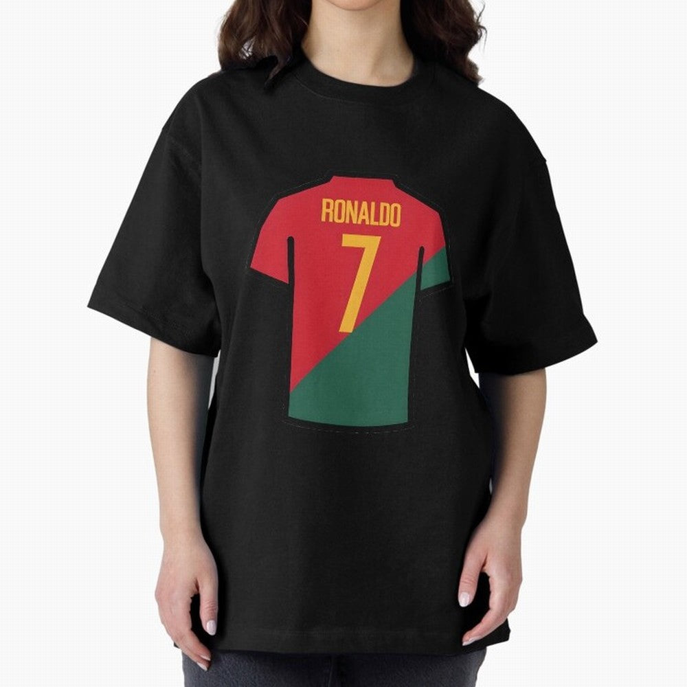 Ronaldo Portugal Jersey Oversized T-Shirt Celebrate the Road through Match Day Hype around FIFA World Cup 2026, CR7, Spain and Netherlands, Stadium Chants, National Pride, Trophy Dreams and Unforgettable Football Memories; Perfect for Supporters