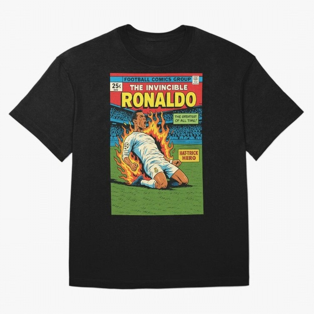 CR7 Comic Oversized T-Shirt Honor the Beautiful Game during FIFA World Cup 2026 USA Canada Mexico Spirit, Filled with Brazil, Portugal and Argentina, Haaland, Retro Football Energy, Iconic Rivalries, Trophy Chase Drama and Stadium Atmosphere; Great