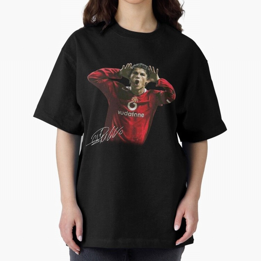 Cristiano Ronaldo T-Shirt Young Manchester Ronaldo - Celebration Oversized T-Shirt Honor the Beautiful Game during the FIFA World Cup 2026 Journey through CR7 and Messi Highlights, England and Germany Pride, Stadium Chants, National Pride, Trophy