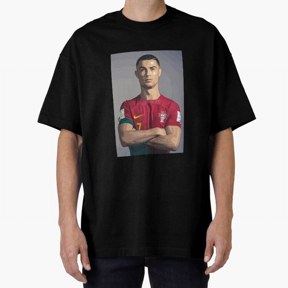 Cristiano Ronaldo Oversized T-Shirt Bring Retro Soccer Energy to FIFA World Cup 2026 USA Canada Mexico Spirit, Connected to Netherlands, CR7 and Messi, Championship Spirit, Famous Goals, Roaring Crowds and International Football Unity; Made for