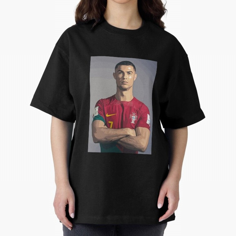 Cristiano Ronaldo Oversized T-Shirt Bring Retro Soccer Energy to FIFA World Cup 2026 USA Canada Mexico Spirit, Connected to Netherlands, CR7 and Messi, Championship Spirit, Famous Goals, Roaring Crowds and International Football Unity; Made for