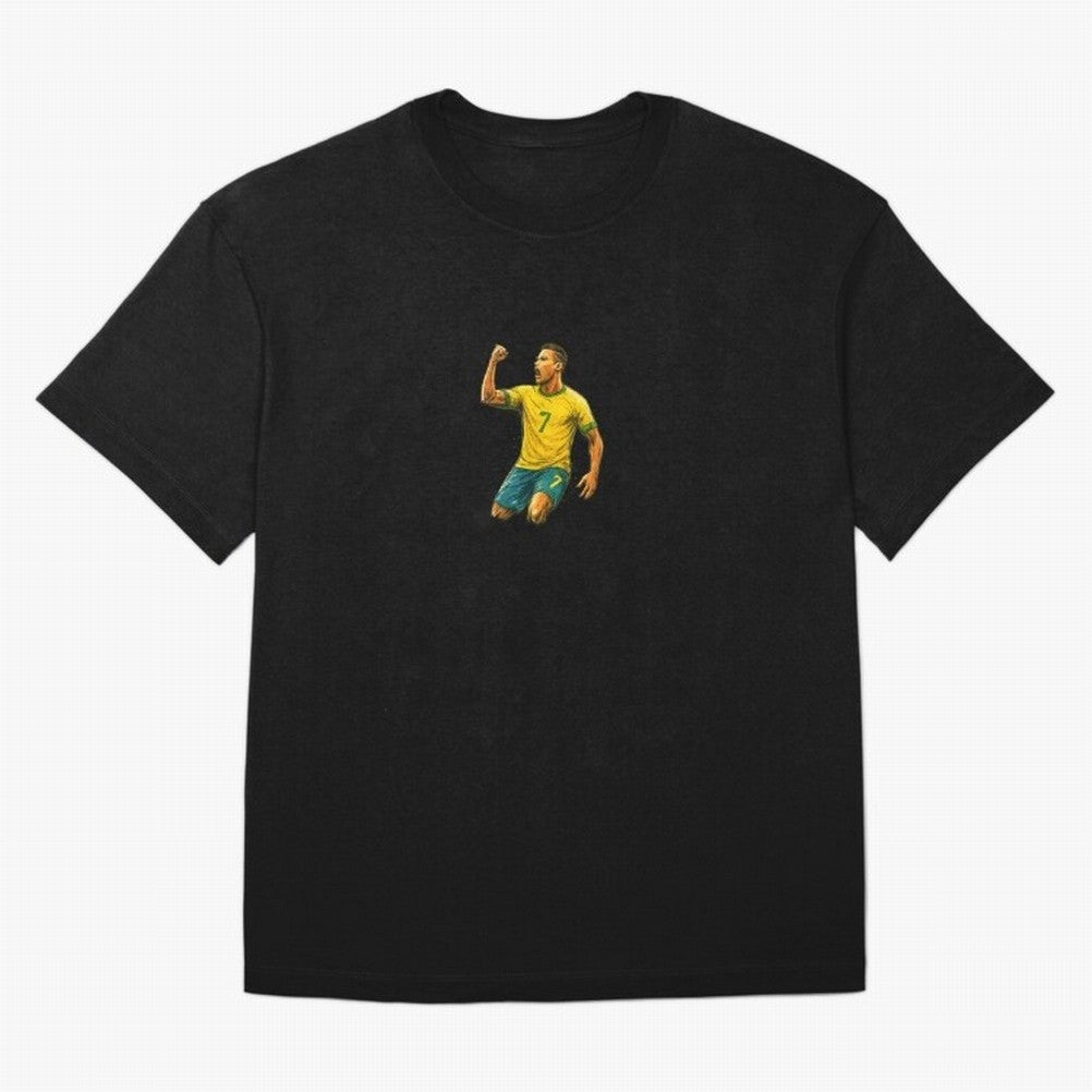 Energetic Soccer Celebration ¨C Number 7 Sketch Art Oversized T-Shirt Relive the Noise and Pride of FIFA World Cup 2026 Group Stage for Fans of Messi, Neymar and Mbappe and England, France and Netherlands, Bringing Worldwide Fan Energy, Dramatic