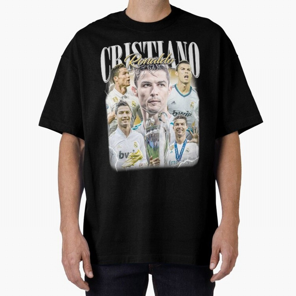 Cr7 Vintage Tribute: Soccer Legend Collage | Limited Edition Oversized T-Shirt Share Match Day Hype around FIFA World Cup 2026 USA Canada Mexico, Cristiano Ronaldo, Germany, Championship Spirit, Famous Goals, Roaring Crowds and International