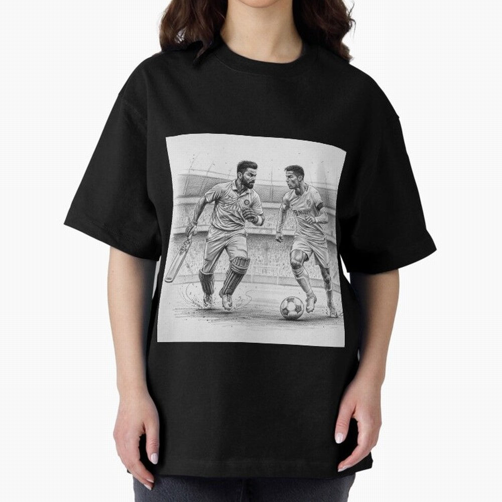 Virat Kohli and Cristiano Ronaldo Oversized T-Shirt Join Supporters Worldwide for Global Football Passion for FIFA World Cup 2026 USA Canada Mexico, Inspired by Cristiano Ronaldo, Haaland and CR7, Germany, Football History, Final Match Energy,
