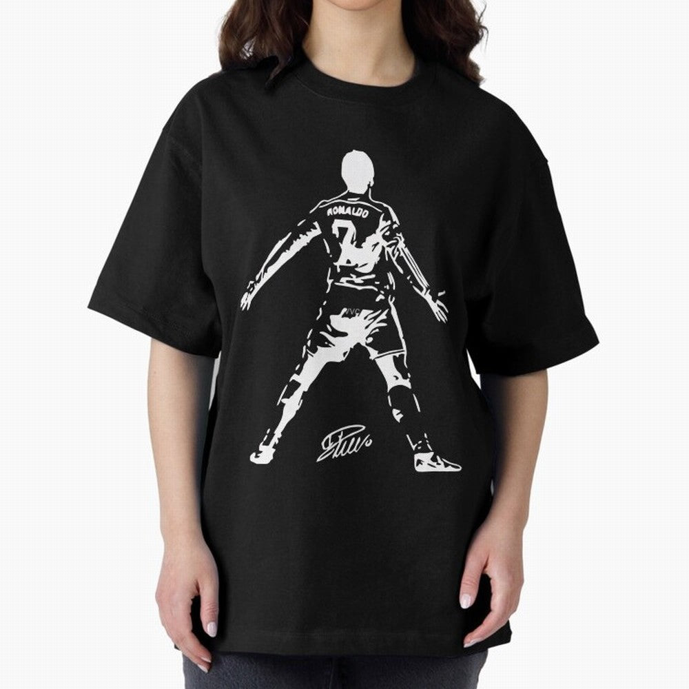 Retro Football Player Celebration Silhouette Artwork For Men And Gift For Soccer Fans Oversized T-Shirt Celebrate Classic Football Spirit in Global Football Passion for FIFA World Cup 2026 Group Stage, Centered on Messi, Neymar and Mbappe,