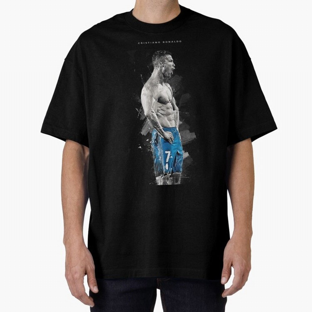 Abstract Football Player Celebration Artwork For Men And Gift For Soccer Fans Oversized T-Shirt Cheer through Every Moment of FIFA World Cup 2026 Spirit, Capturing Argentina, CR7, Champion Mindset, Group Stage Buzz, Knockout Tension and Passionate