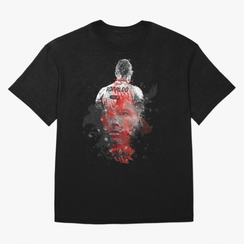 Abstract Football Player Portrait Retro Poster Art For Men, Gift For Soccer Fans Oversized T-Shirt Share the Excitement of the FIFA World Cup 2026 Group Stage Journey through CR7 Highlights, England Pride, Football History, Final Match Energy,