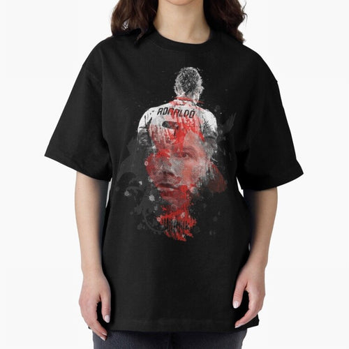 Abstract Football Player Portrait Retro Poster Art For Men, Gift For Soccer Fans Oversized T-Shirt Share the Excitement of the FIFA World Cup 2026 Group Stage Journey through CR7 Highlights, England Pride, Football History, Final Match Energy,