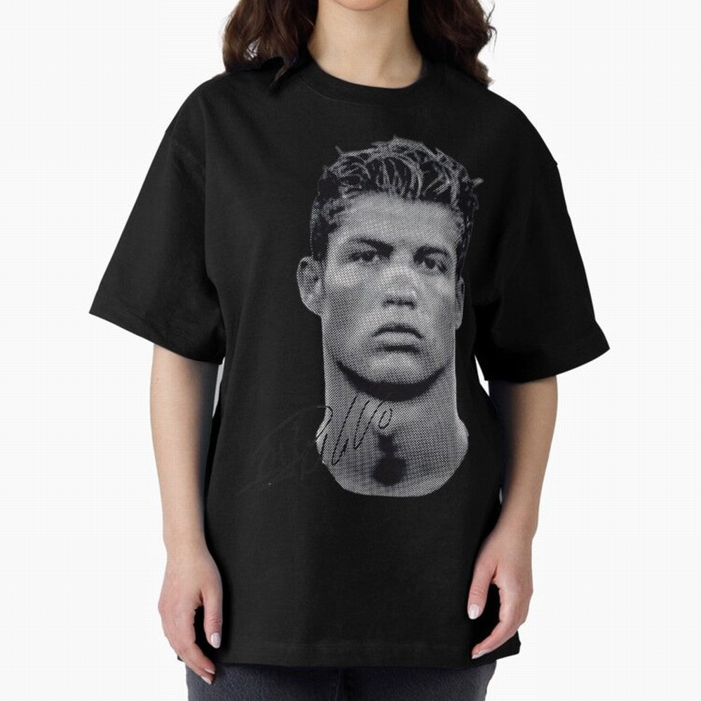 Retro Football Legend Portrait Illustration For Men And Gift For Soccer Fans Oversized T-Shirt Bring Match Day Fire to FIFA World Cup 2026 Filled with Haaland and Mbappe, England, France and Netherlands Energy, Sports Nostalgia, International