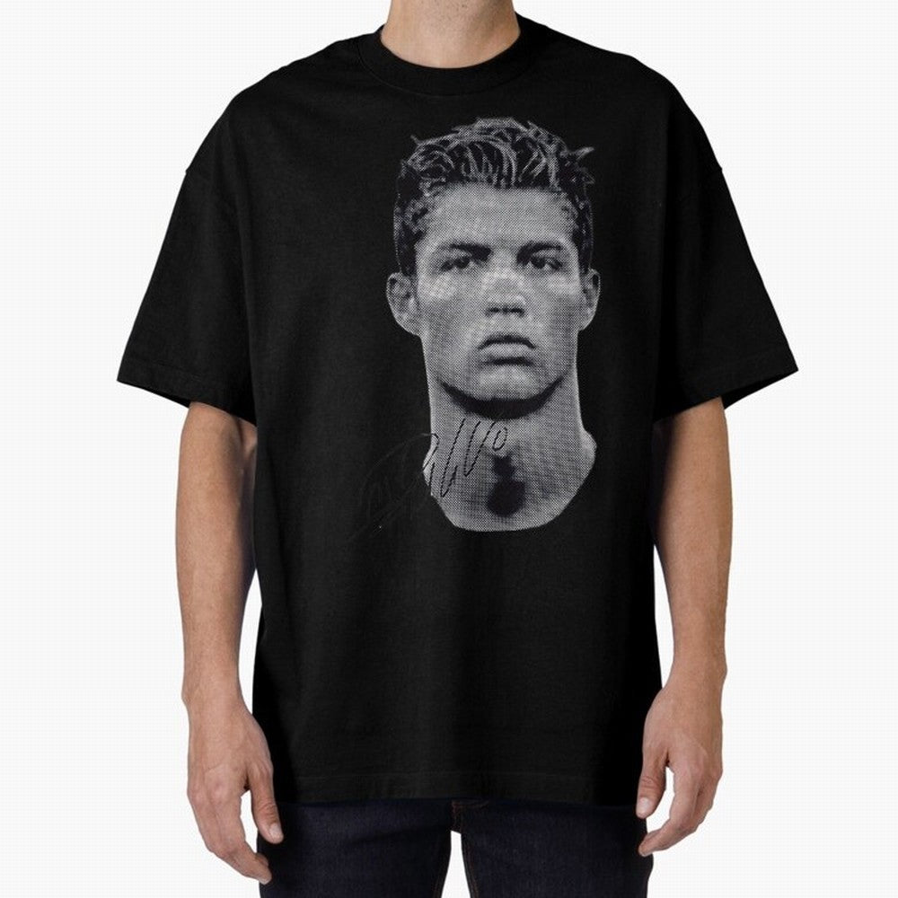 Retro Football Legend Portrait Illustration For Men And Gift For Soccer Fans Oversized T-Shirt Bring Match Day Fire to FIFA World Cup 2026 Filled with Haaland and Mbappe, England, France and Netherlands Energy, Sports Nostalgia, International