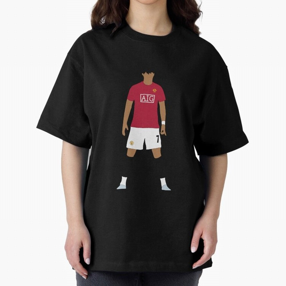 Cristiano Ronaldo Iconic Stance Fan Art Oversized T-Shirt Mark FIFA World Cup 2026 for Fans of Messi, Neymar and Mbappe and Spain and Netherlands, Bringing Global Supporter Spirit, Legendary Goals, National Colors and Tournament Celebration;
