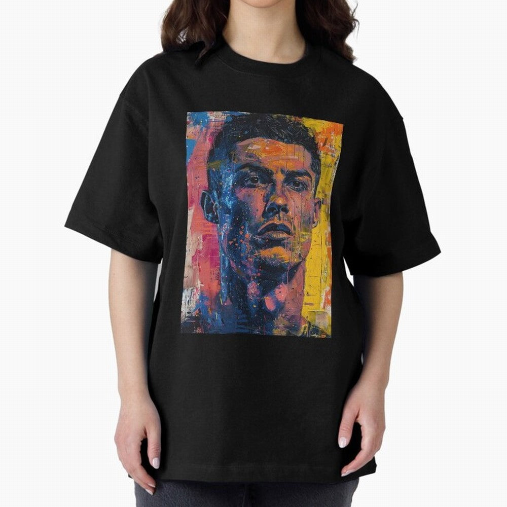 Cristiano Ronaldo illustration Oversized T-Shirt Elevate the FIFA World Cup 2026 USA Canada Mexico Journey through Cristiano Ronaldo Highlights, Brazil, Portugal and Argentina Pride, Vintage Soccer Flavor, Modern Football Stars, National Flags and