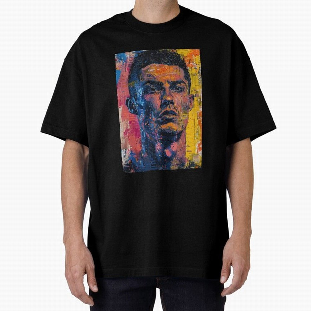 Cristiano Ronaldo illustration Oversized T-Shirt Elevate the FIFA World Cup 2026 USA Canada Mexico Journey through Cristiano Ronaldo Highlights, Brazil, Portugal and Argentina Pride, Vintage Soccer Flavor, Modern Football Stars, National Flags and