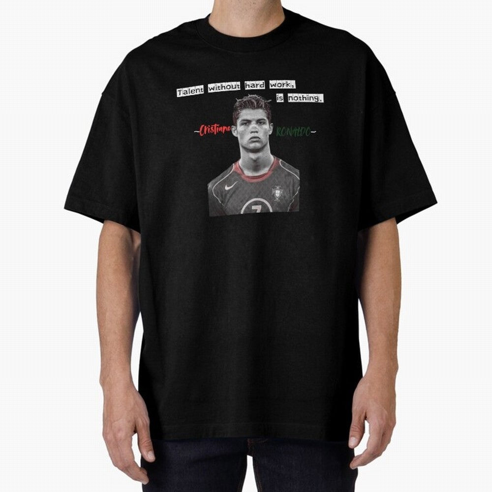 Cristiano Ronaldo - Dedication | NextLevel Motivation Oversized T-Shirt Celebrate Unforgettable Nights in FIFA World Cup 2026 Group Stage Spirit, Made for Spain, Mbappe, Championship Spirit, Famous Goals, Roaring Crowds and International Football