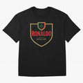 Ronaldo Emblem Sticker ¨C Gold Crest Parody Design Oversized T-Shirt Embrace Global Football Passion for FIFA World Cup 2026 Group Stage, Connected to Neymar, England, Game Day Rituals, Football Legends, Country Pride and the Road to the Final;