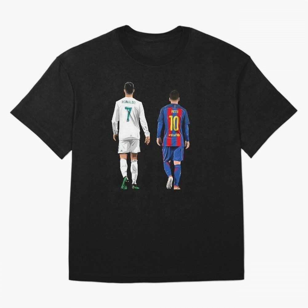 Cristiano Ronaldo & Messi vector Oversized T-Shirt Honor the Beautiful Game during FIFA World Cup 2026 for Fans of Cristiano Ronaldo and Brazil, Bringing Football History, Final Match Energy, Crowd Noise and Once in a Lifetime Moments; Perfect for