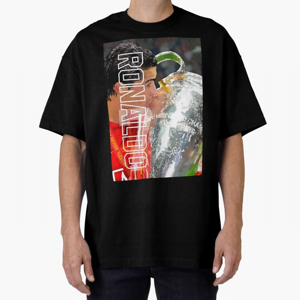 Cristiano Ronaldo ¨C 2008 Manchester United Champions League Glory Artwork by GrizzlyGFX Oversized T-Shirt Wear the Spirit of FIFA World Cup 2026 Group Stage Spirit, Driven by England, Haaland and Mbappe, Championship Spirit, Famous Goals, Roaring