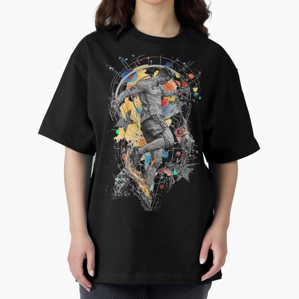 Cristiano Ronaldo Football Playmaker Oversized T-Shirt Enjoy FIFA World Cup 2026 Spirit, Celebrating Spain, CR7 and Messi, Soccer Culture, Superstar Moments, National Team Dreams and Competitive Fire; Perfect for People Who Love Argentina, Brazil,