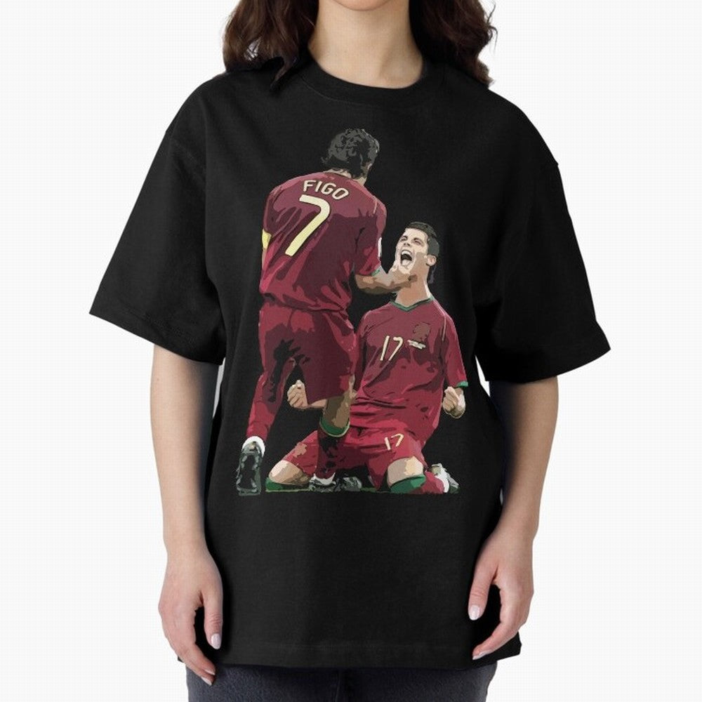 Luis Figo & Cristiano Ronaldo Oversized T-Shirt Carry National Pride through FIFA World Cup 2026 Highlighting Messi, Argentina and Brazil Energy, Game Day Rituals, Football Legends, Country Pride and the Road to the Final; Ideal for Passionate Fans