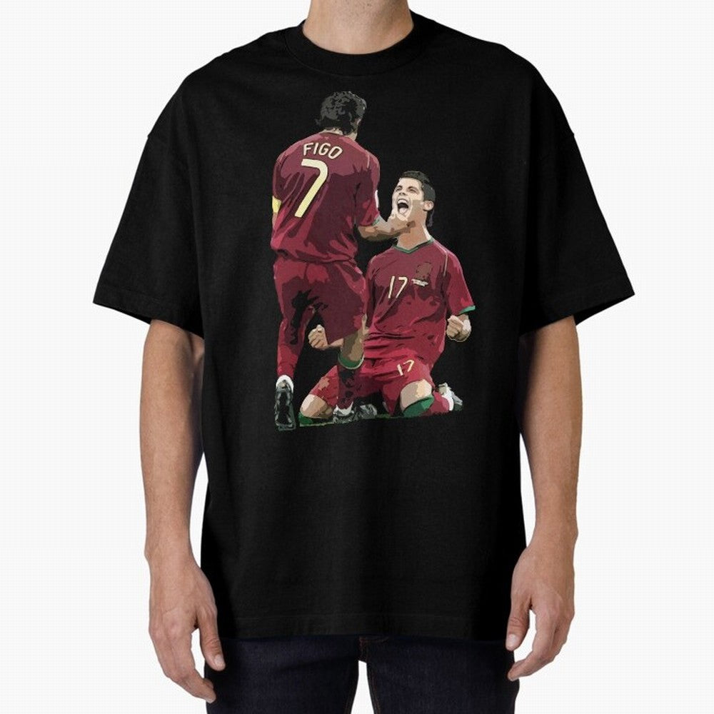 Luis Figo & Cristiano Ronaldo Oversized T-Shirt Carry National Pride through FIFA World Cup 2026 Highlighting Messi, Argentina and Brazil Energy, Game Day Rituals, Football Legends, Country Pride and the Road to the Final; Ideal for Passionate Fans