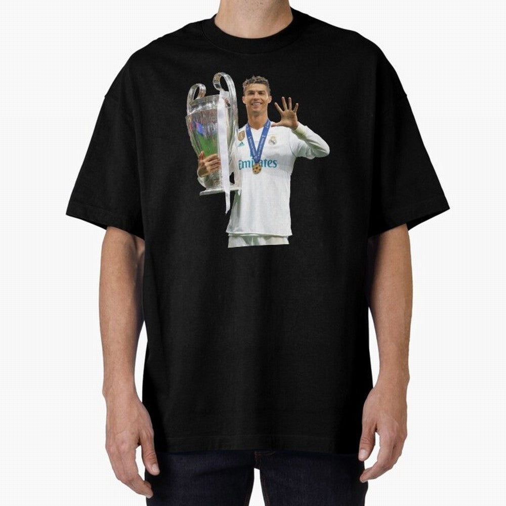 Cristiano Ronaldo with the cup Oversized T-Shirt Mark FIFA World Cup 2026 USA Canada Mexico Inspired by Messi, Neymar and Mbappe, Argentina, France and Brazil Energy, Supporter Pride, Iconic Celebrations, Legendary Names and Global Match Day
